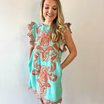 Embroidered Flutter Detailed Dress