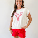 Embroidered Lobster Knit Top