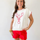 Embroidered Lobster Knit Top
