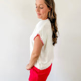 Embroidered Lobster Knit Top
