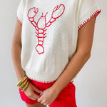 Embroidered Lobster Knit Top