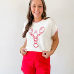 Embroidered Lobster Knit Top