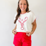 Embroidered Lobster Knit Top