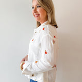 Embroidered Mixed Media Wash Jacket