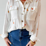 Embroidered Mixed Media Wash Jacket