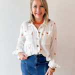 Embroidered Mixed Media Wash Jacket