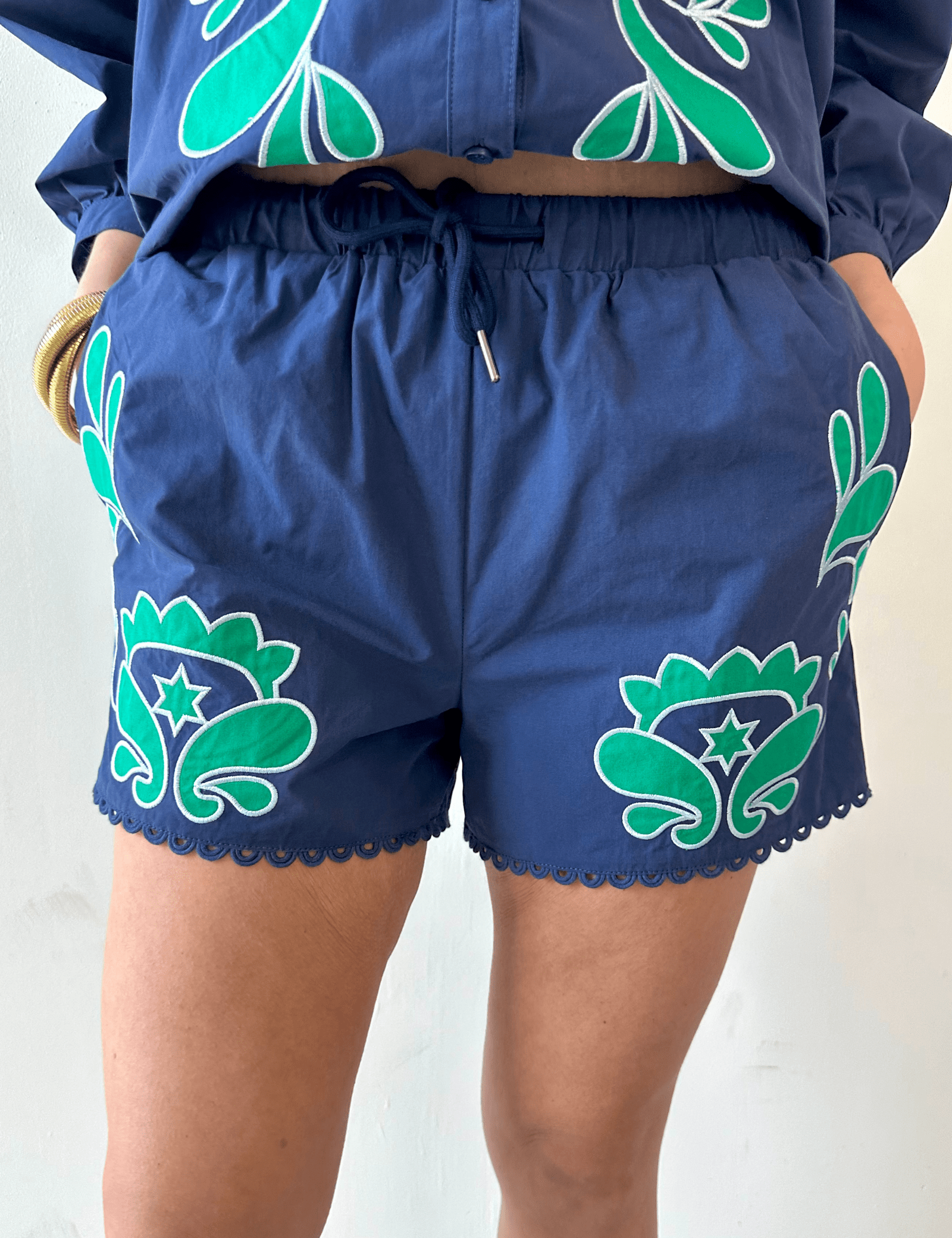 Embroidered Poplin Short