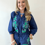 Embroidered Poplin Short