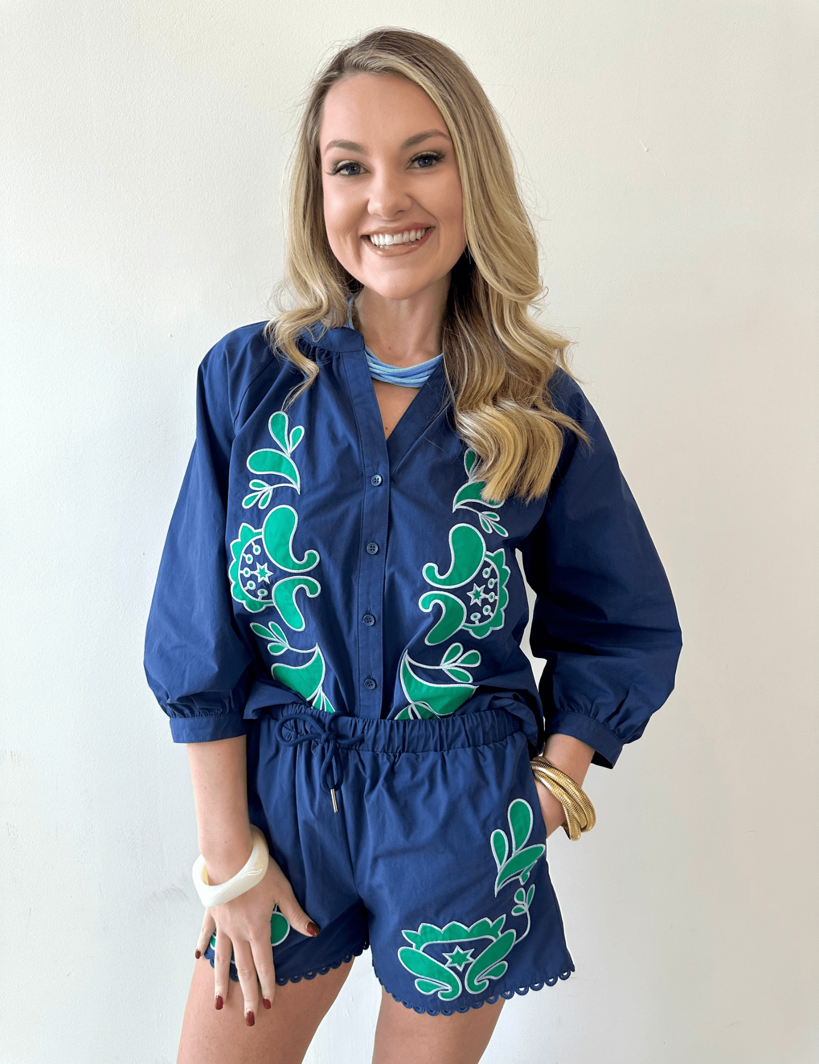 Embroidered Poplin Short