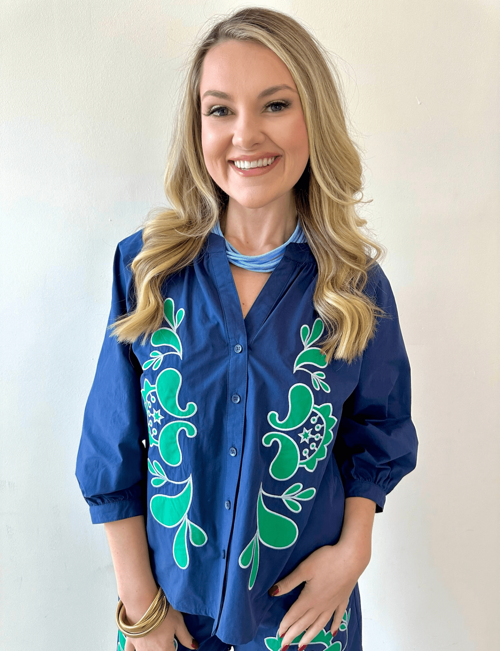 Embroidered Poplin Top