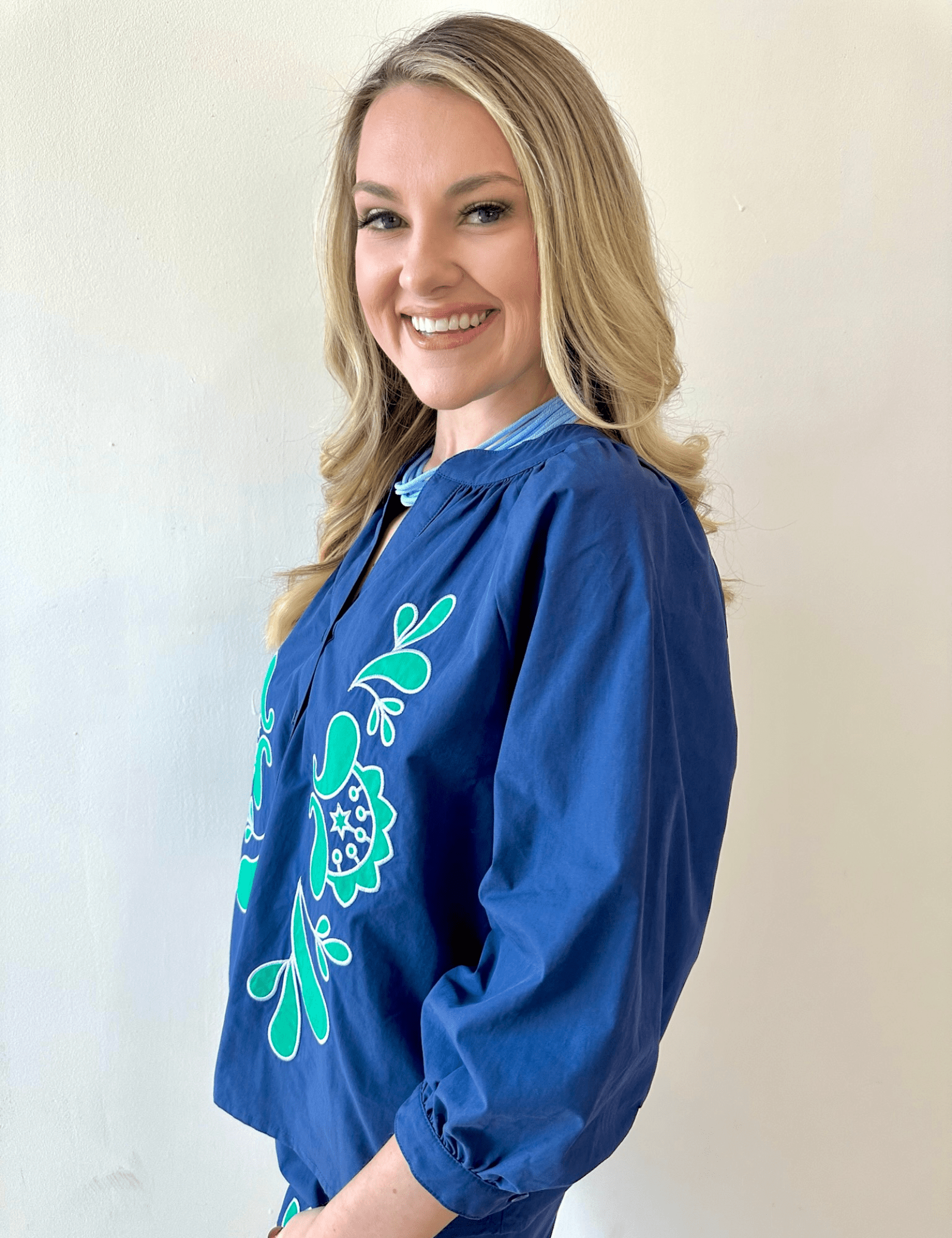 Embroidered Poplin Top