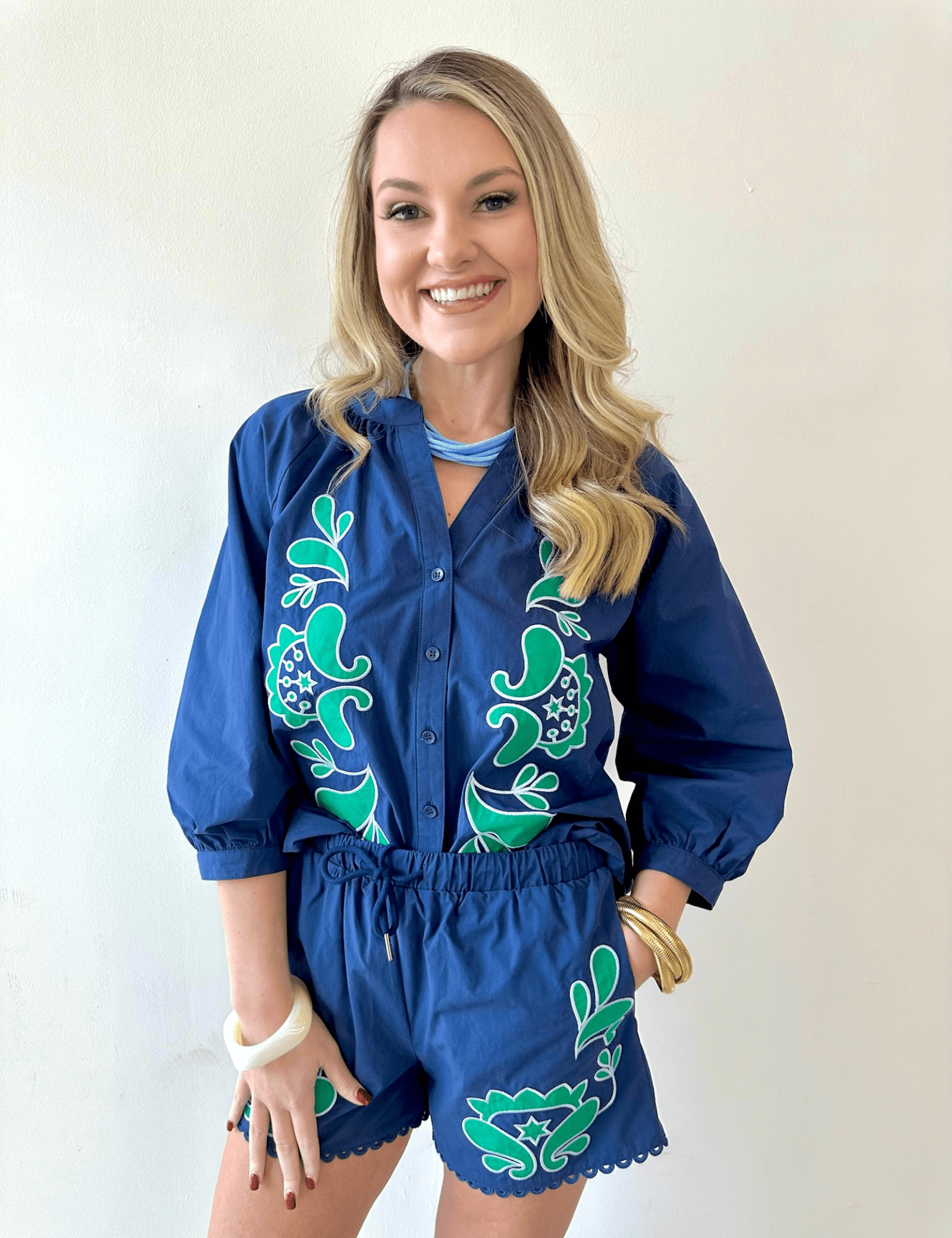 Embroidered Poplin Top