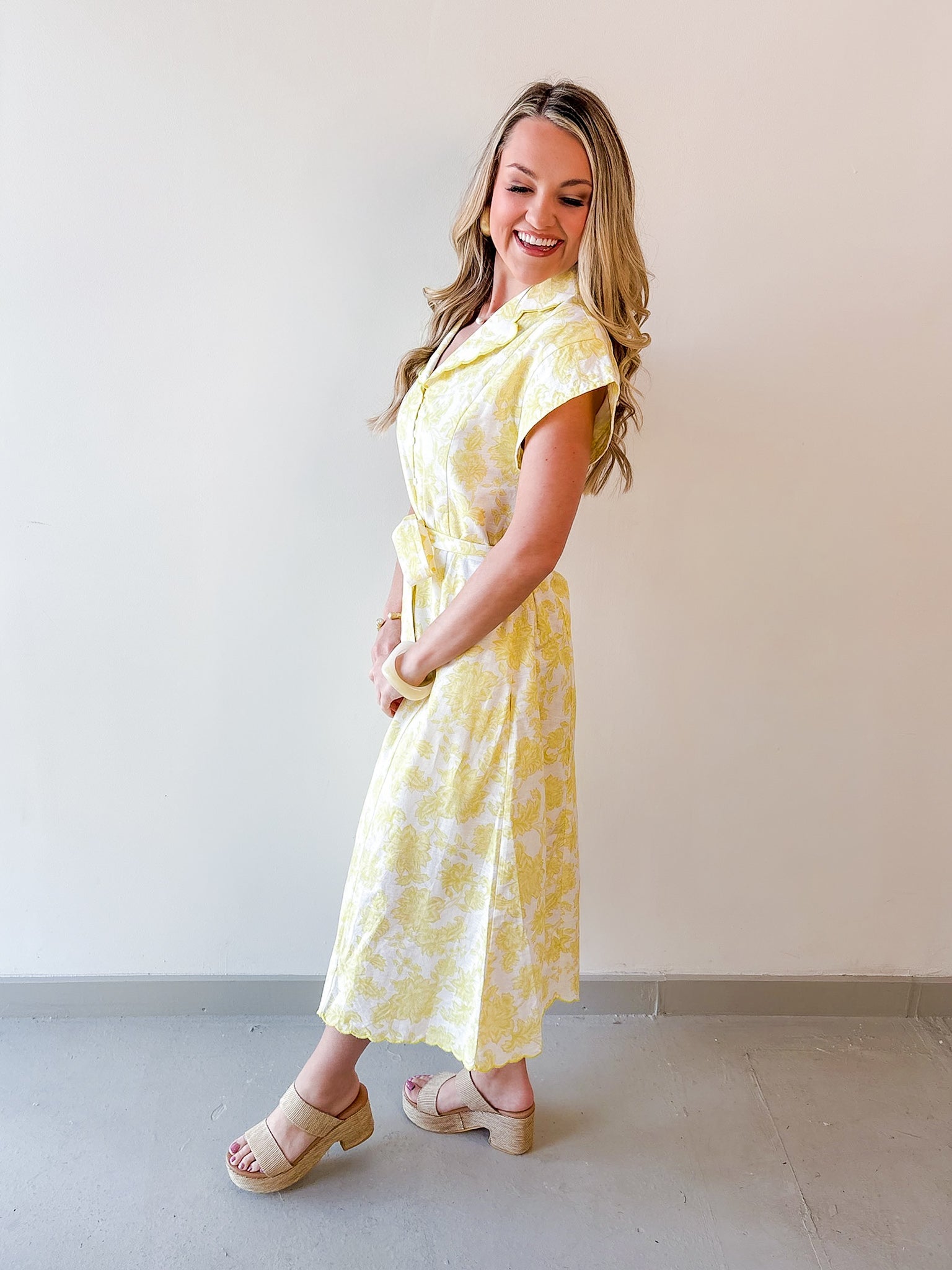 Embroidered Scalloped Dress