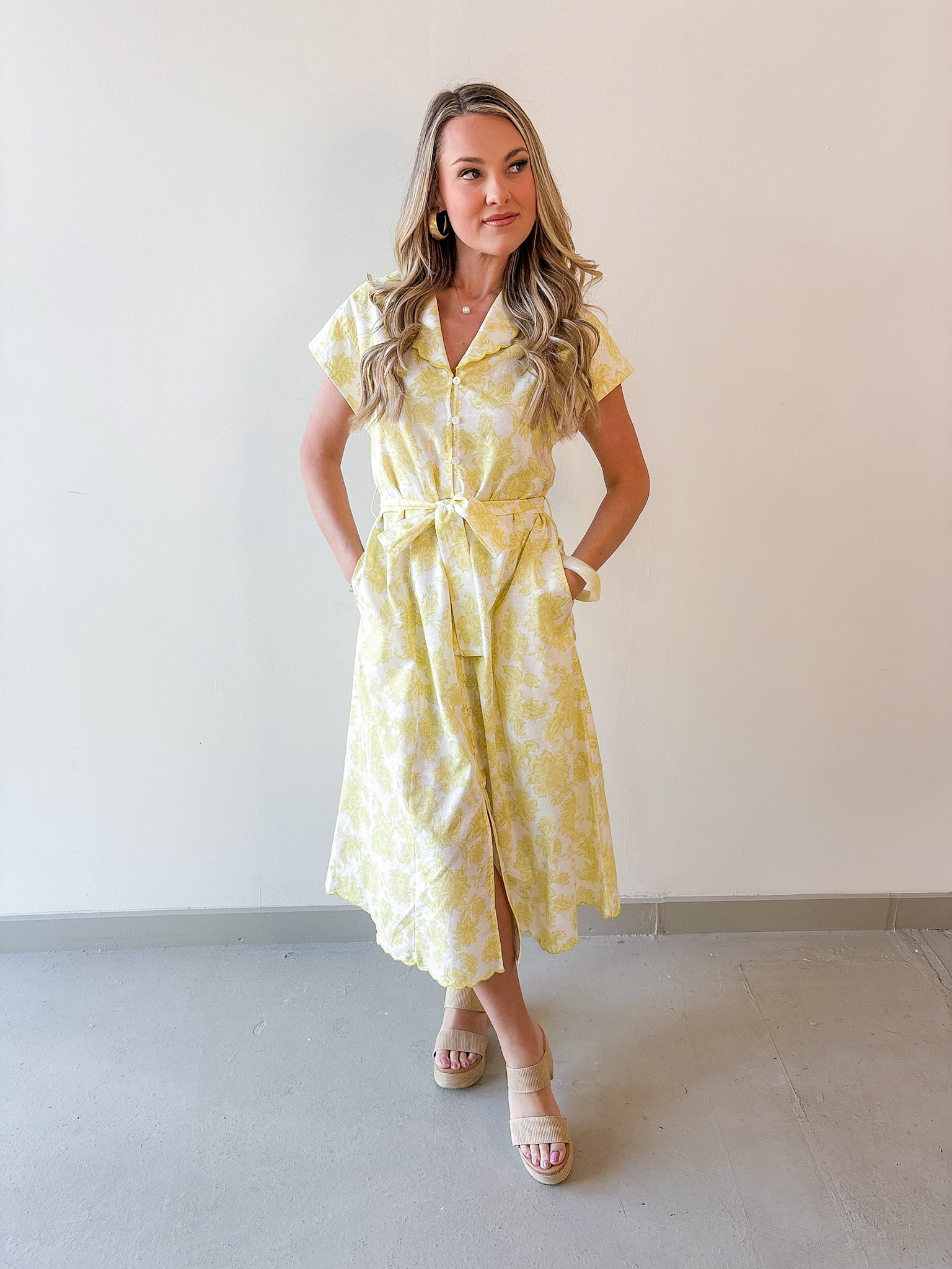 Embroidered Scalloped Dress