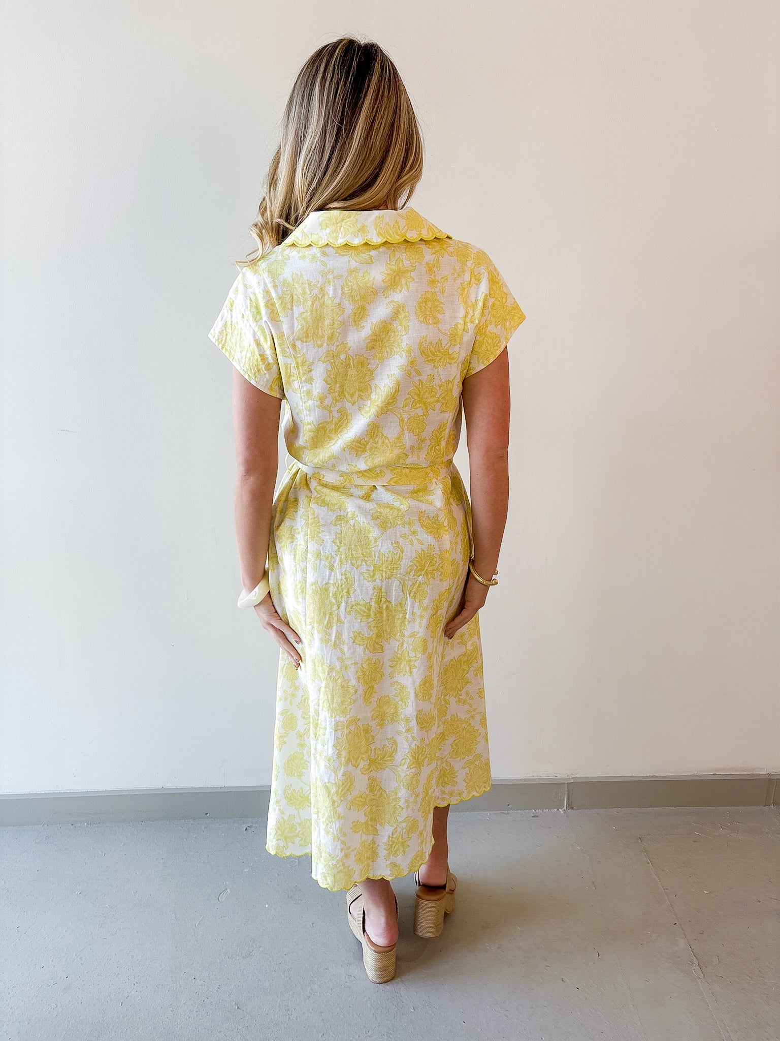 Embroidered Scalloped Dress