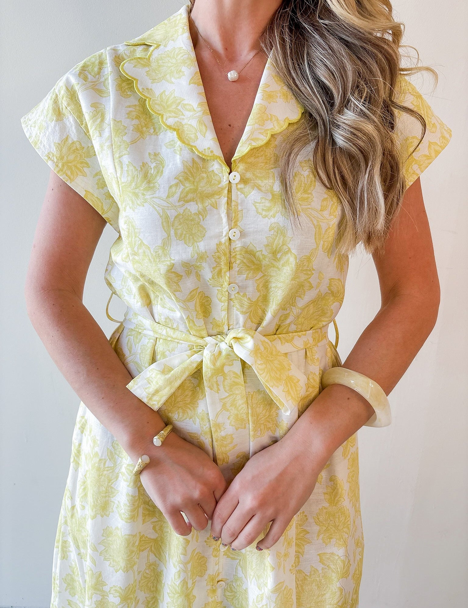 Embroidered Scalloped Dress