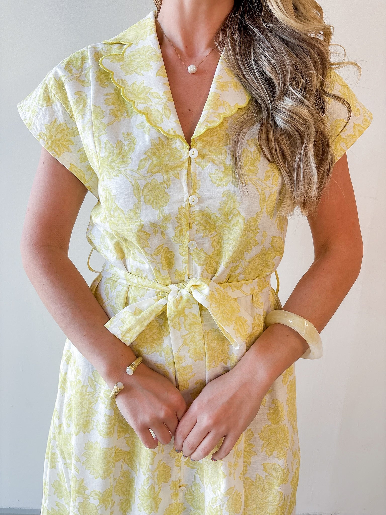 Embroidered Scalloped Dress