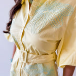 Embroidered Shirt Dress - Butter/Beach Glass