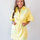 Embroidered Shirt Dress - Butter/Beach Glass