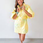 Embroidered Shirt Dress - Butter/Beach Glass