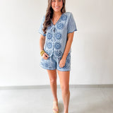 Embroidered Shirt & Short Set