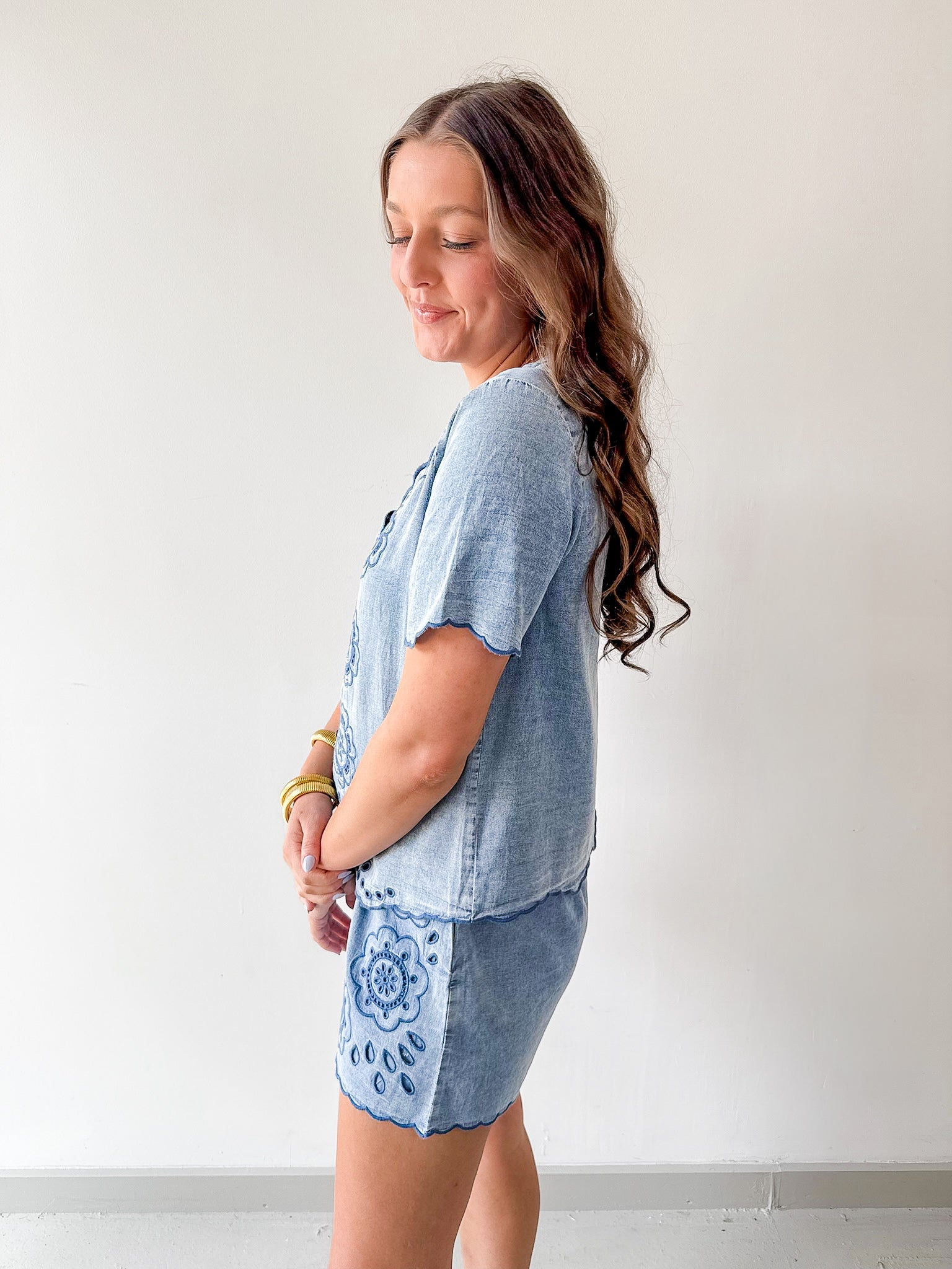 Embroidered Shirt & Short Set