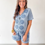 Embroidered Shirt & Short Set