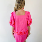 Embroidered Square Top & Skirt Set