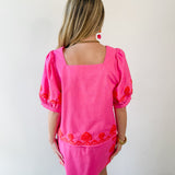 Embroidered Square Top & Skirt Set