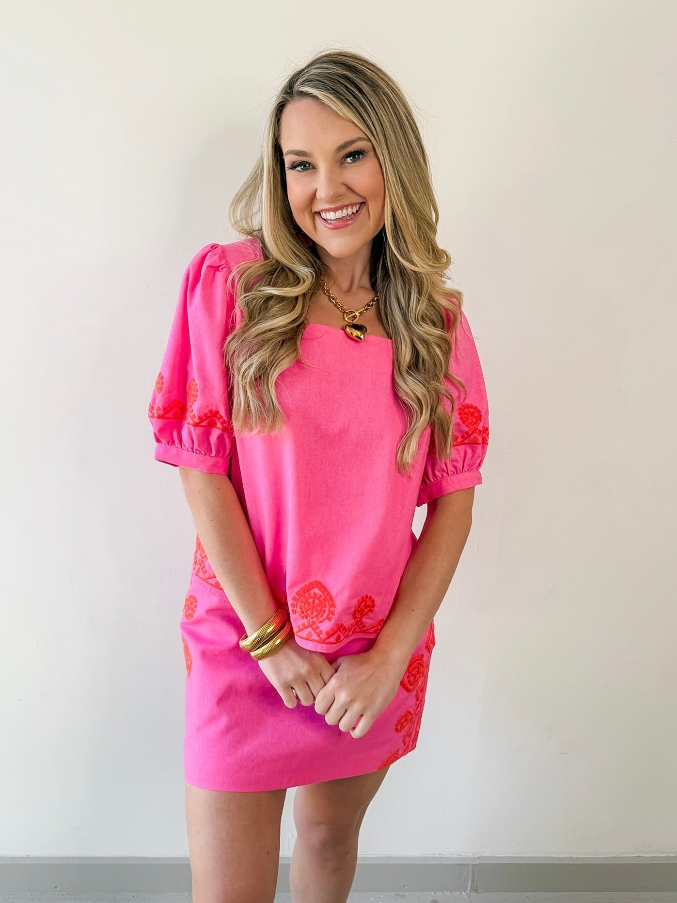 Embroidered Square Top & Skirt Set