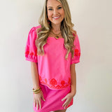Embroidered Square Top & Skirt Set