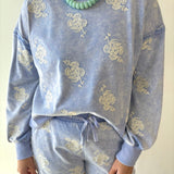 Embroidered Sweater & Short Set - Blue