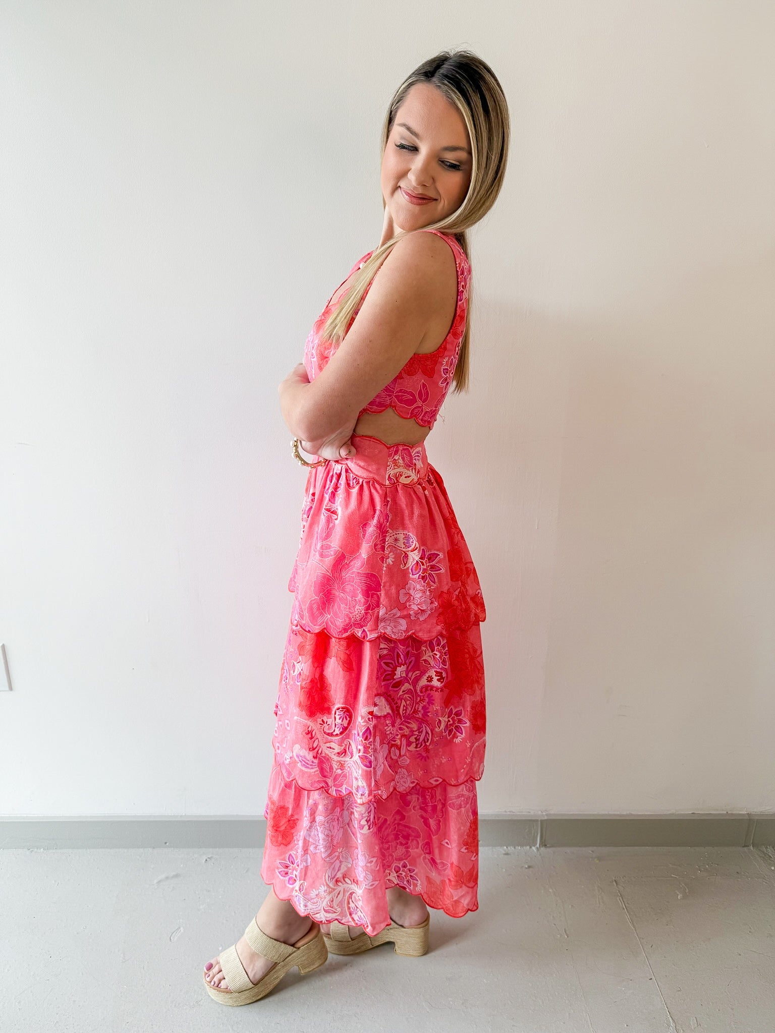 Embroidered Tiered Maxi Dress