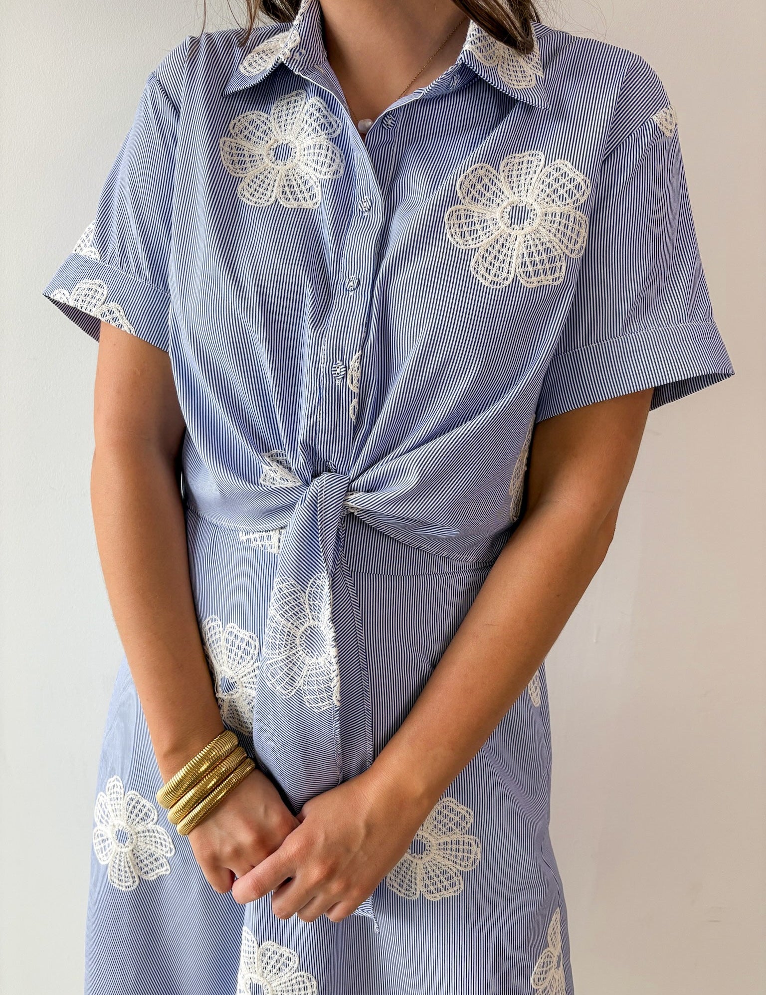 Embroidered Top & A Line Skirt Set