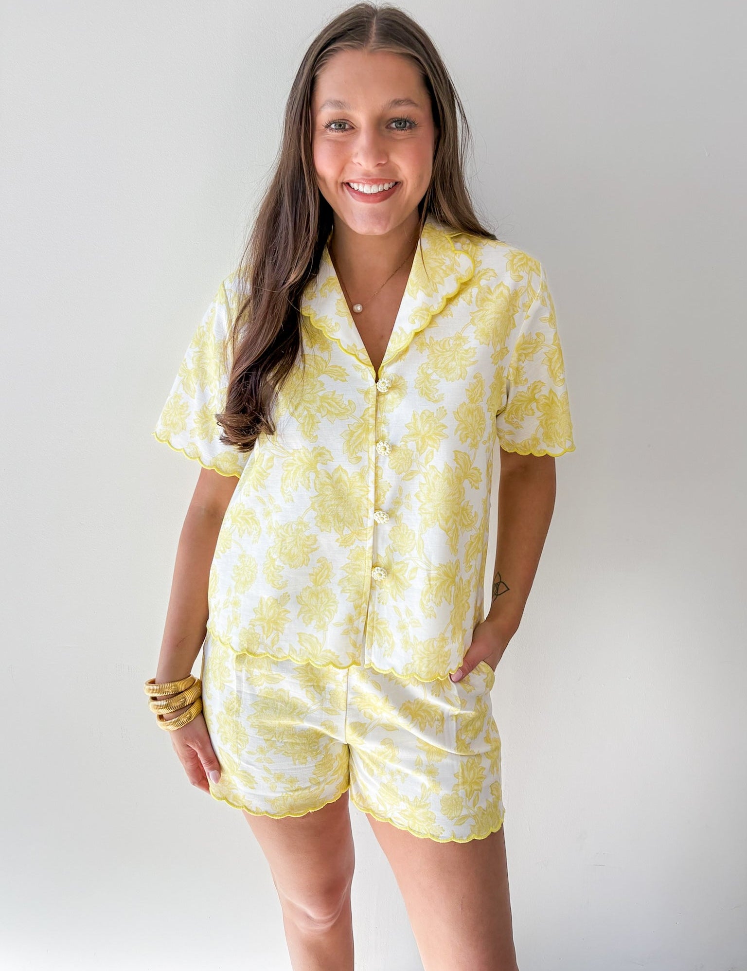 Embroidered Top & Short Set