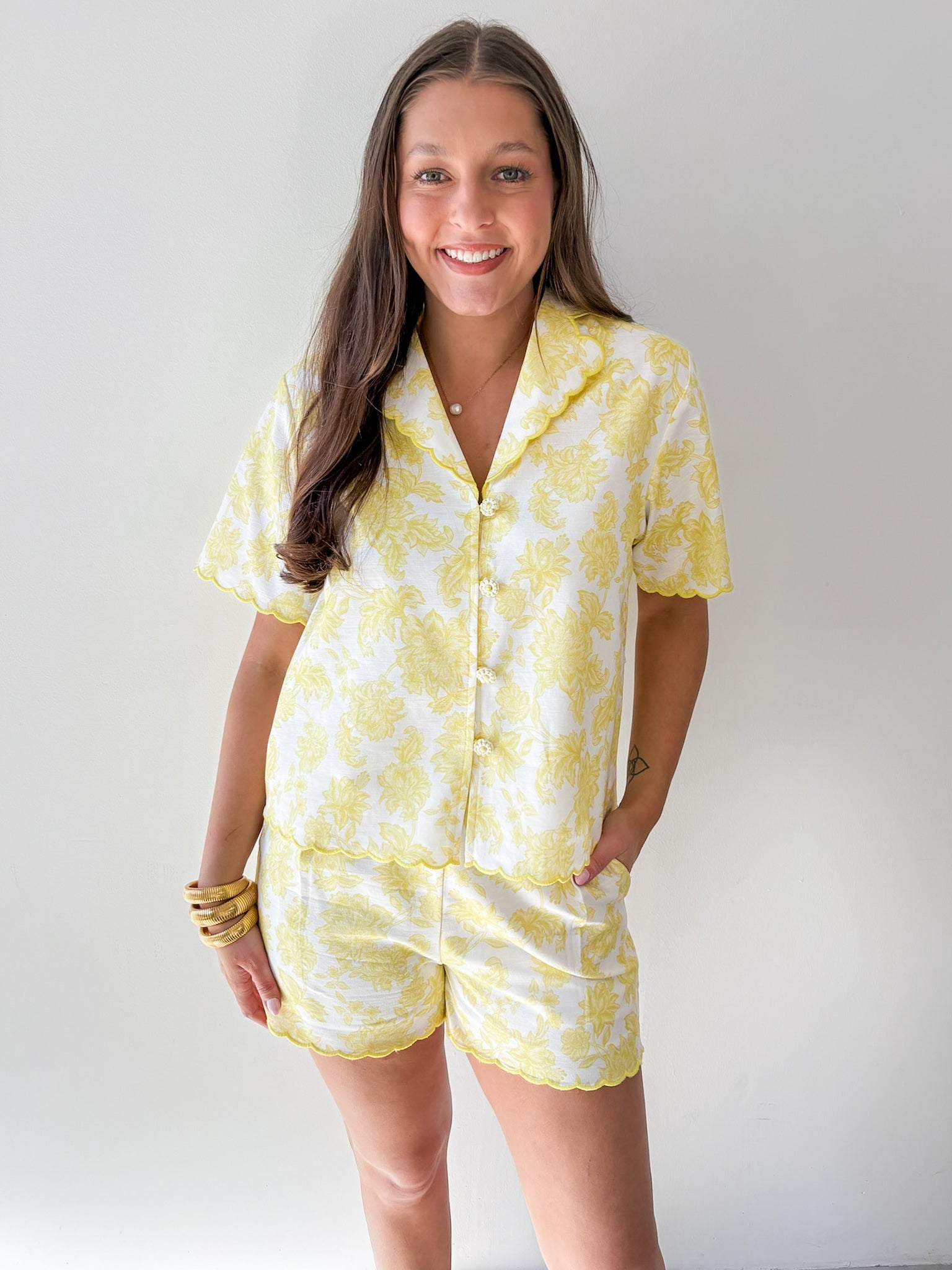 Embroidered Top & Short Set