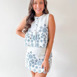 Embroidered Vest & Skort Set - Acid
