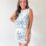 Embroidered Vest & Skort Set - Acid