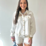 Embroidered Yoke Washed Jacket