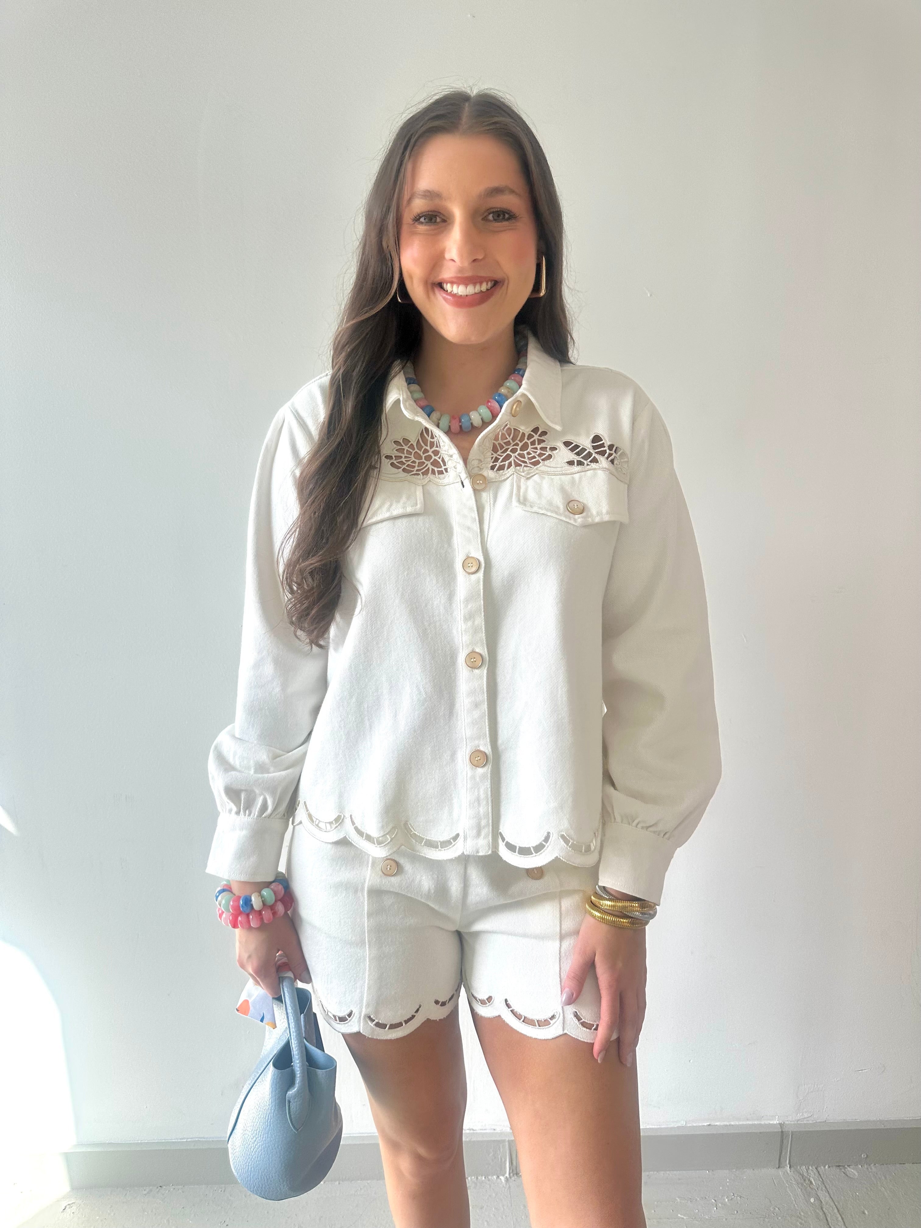 Embroidered Yoke Washed Jacket