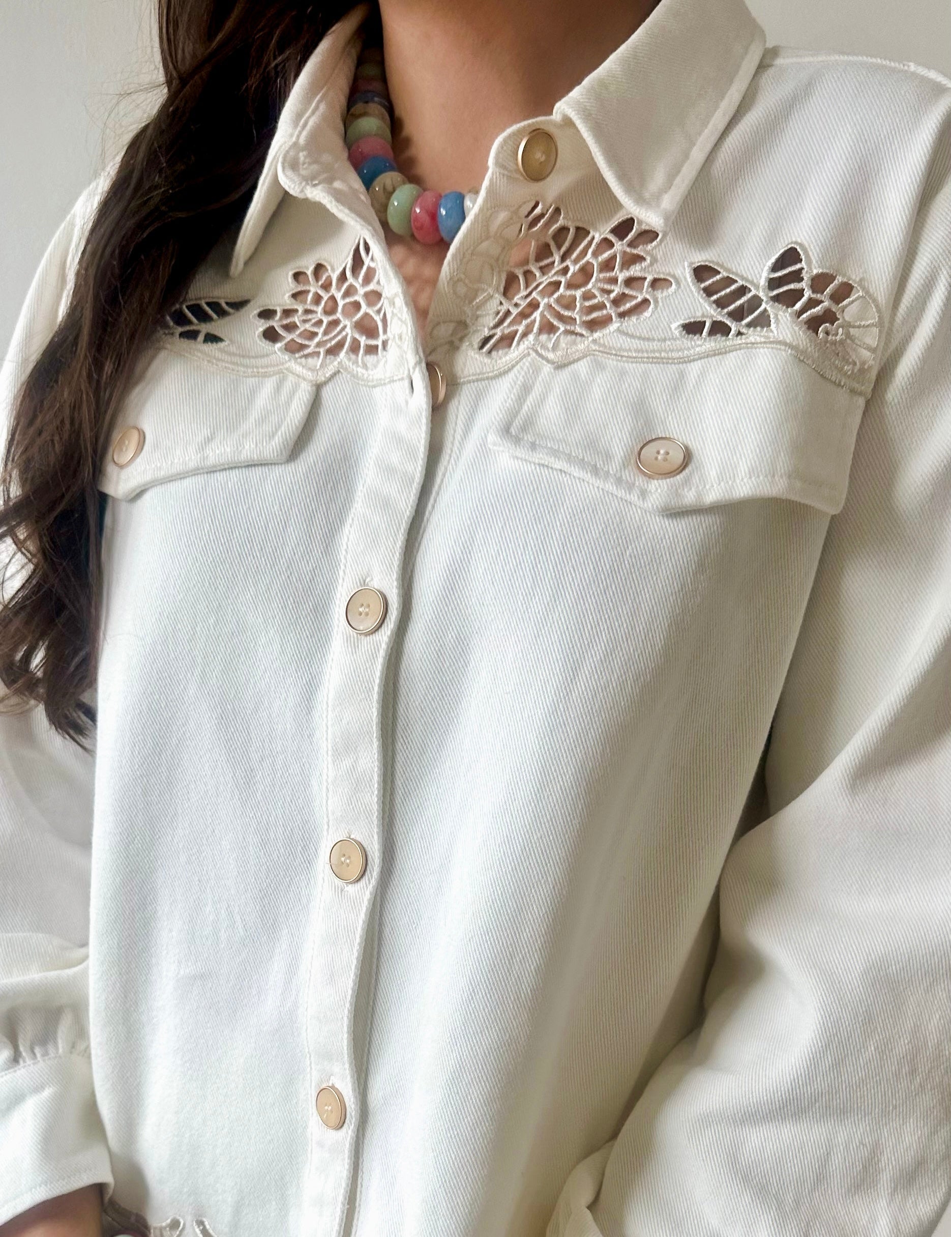 Embroidered Yoke Washed Jacket