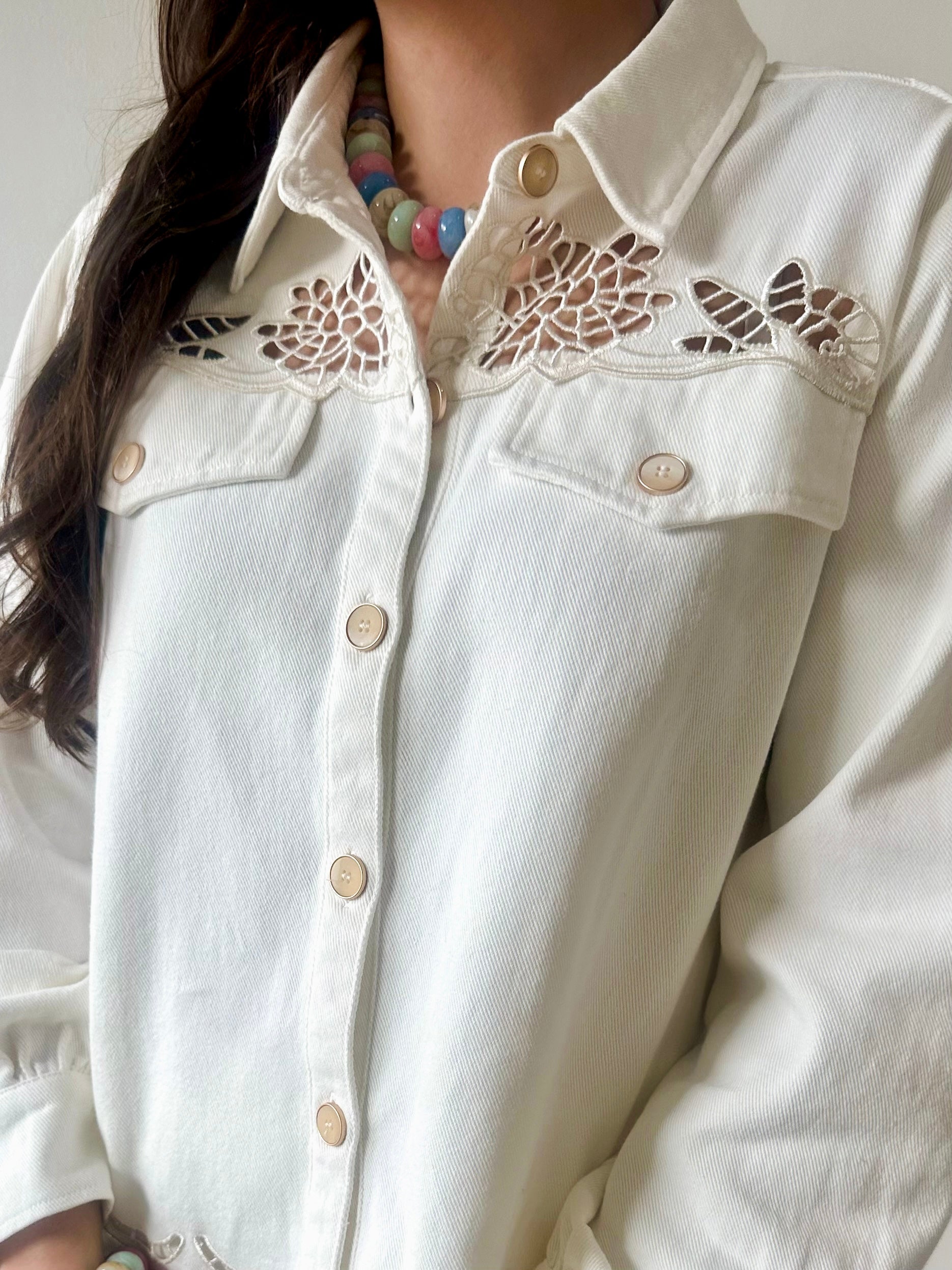 Embroidered Yoke Washed Jacket