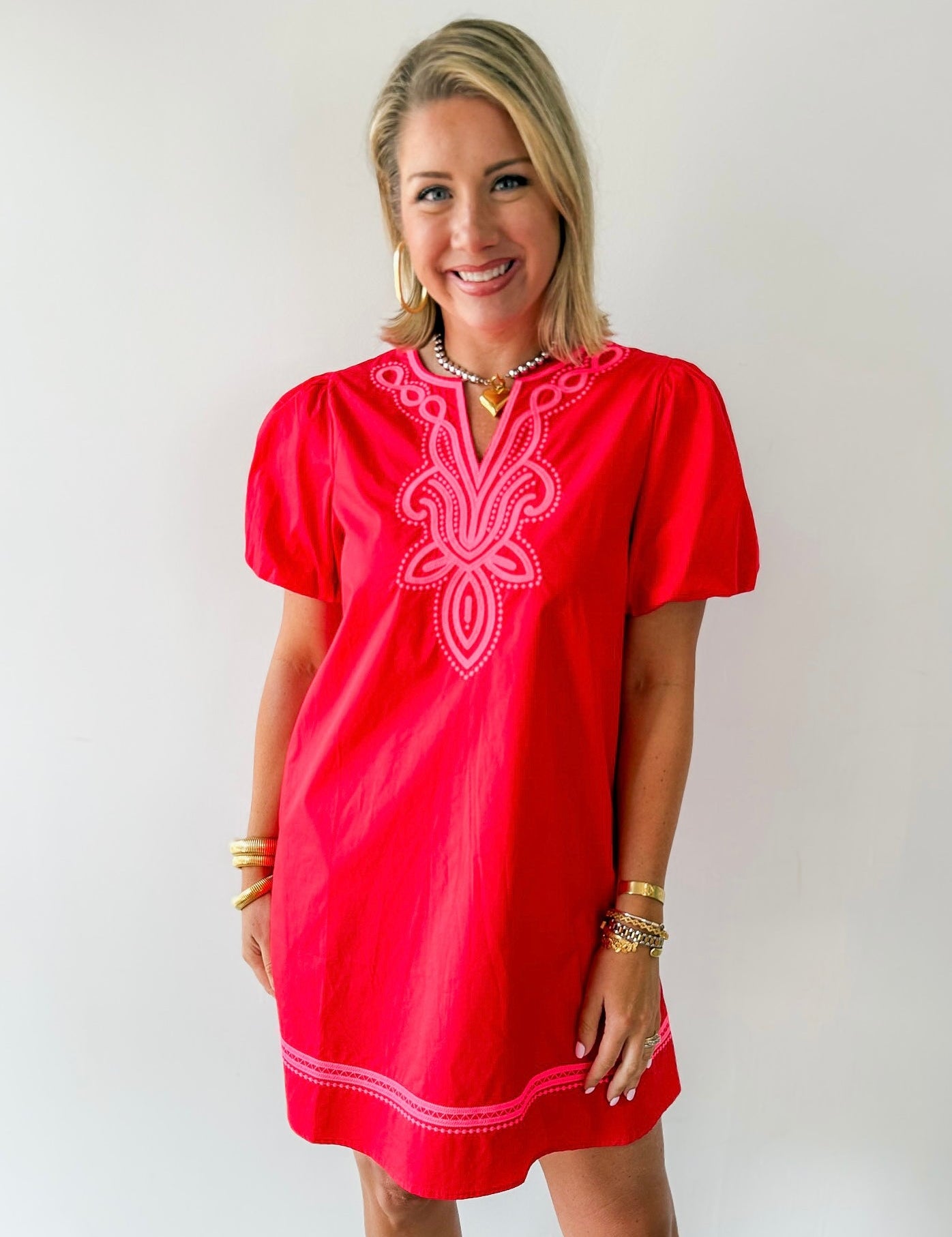 Embroidery Accent Shift Dress