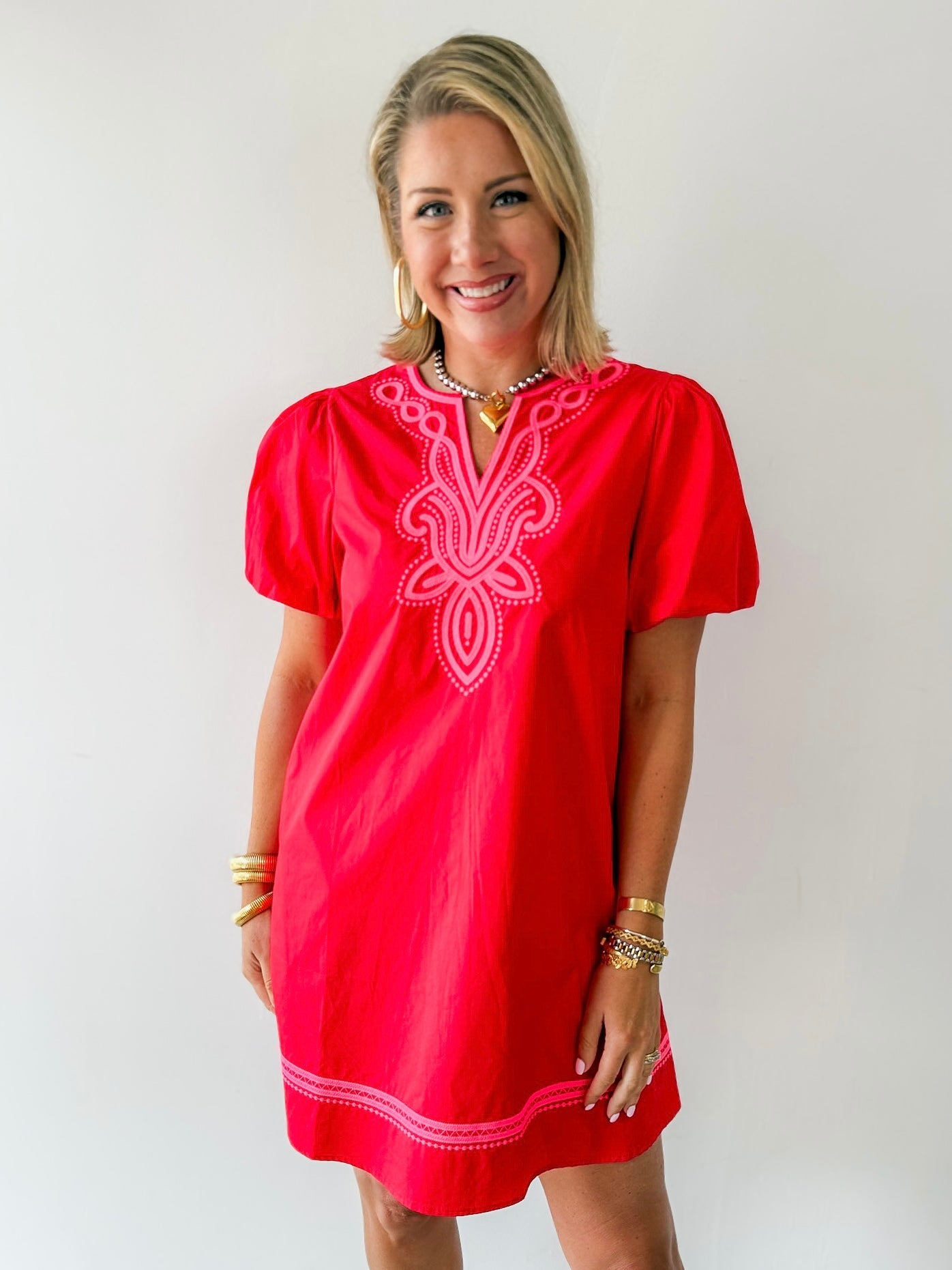 Embroidery Accent Shift Dress