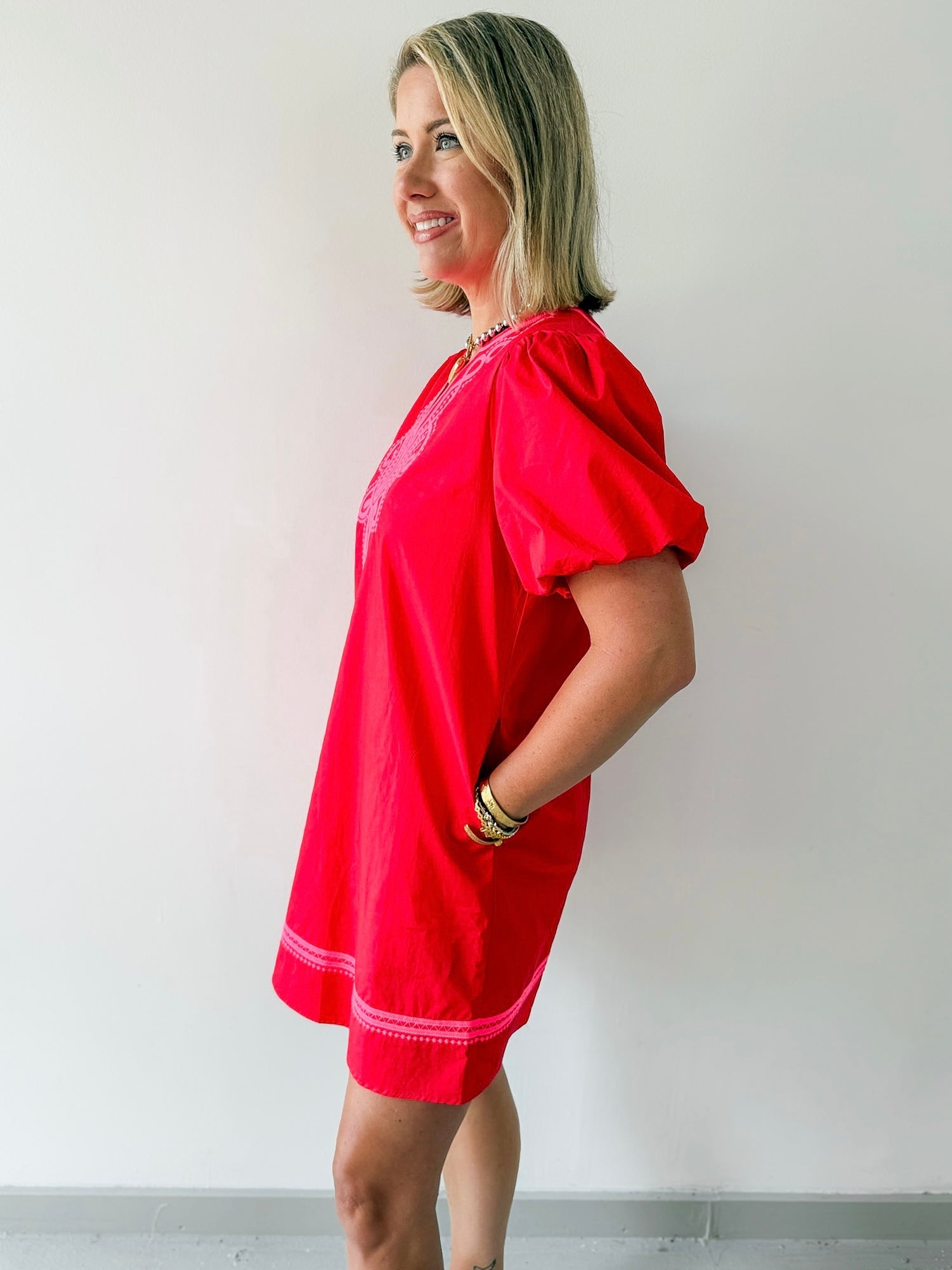 Embroidery Accent Shift Dress