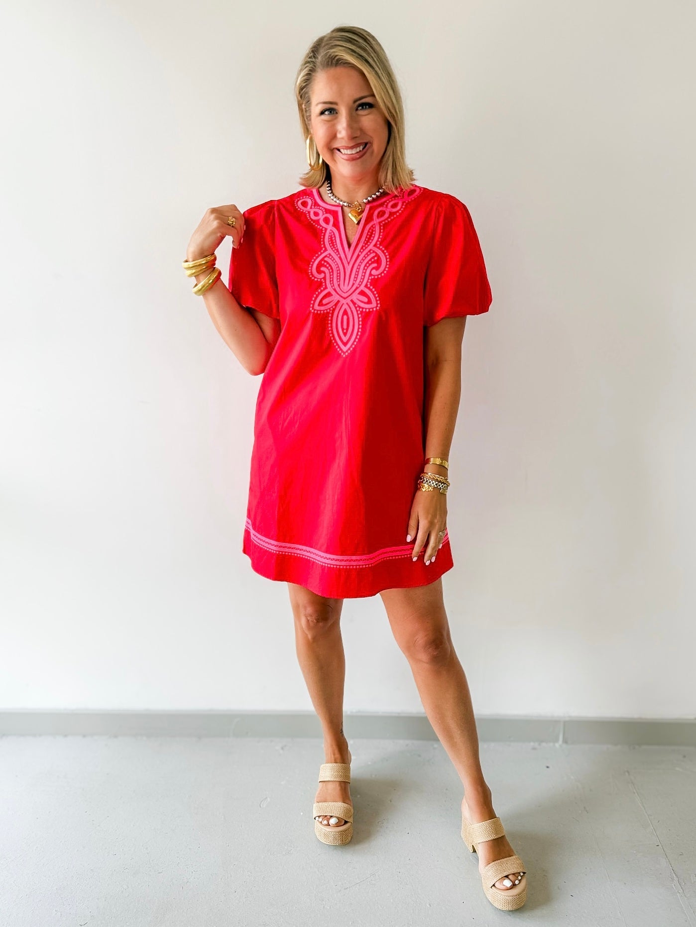 Embroidery Accent Shift Dress