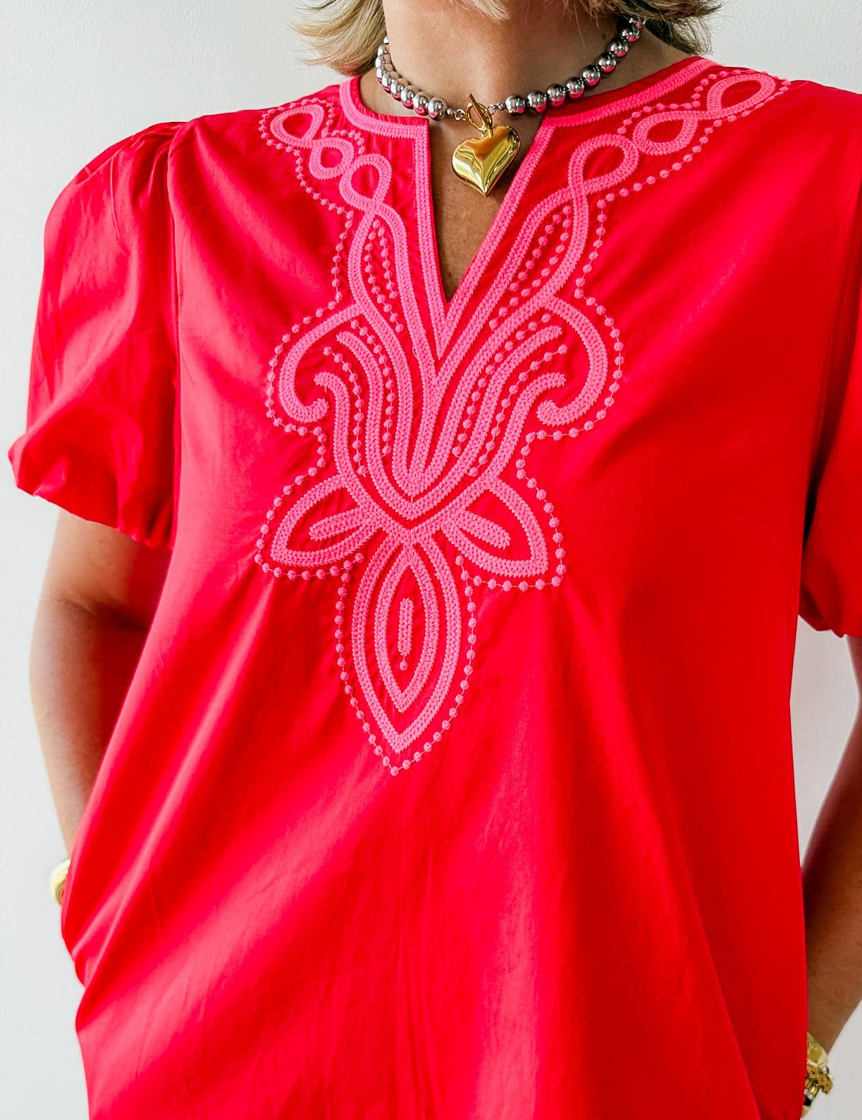 Embroidery Accent Shift Dress