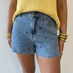 Embroidery Denim Shorts