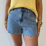 Embroidery Denim Shorts