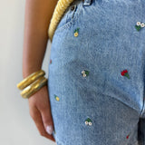 Embroidery Denim Shorts
